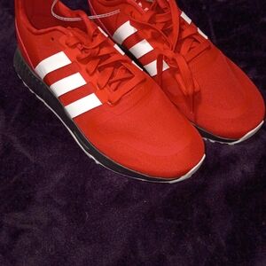 adidas Men’s Red Sneakers with White Stripes